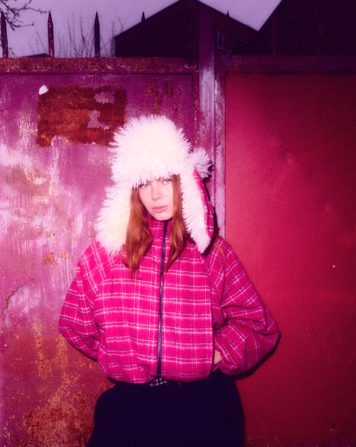 V3 1225 / Pink Check Track Jacket