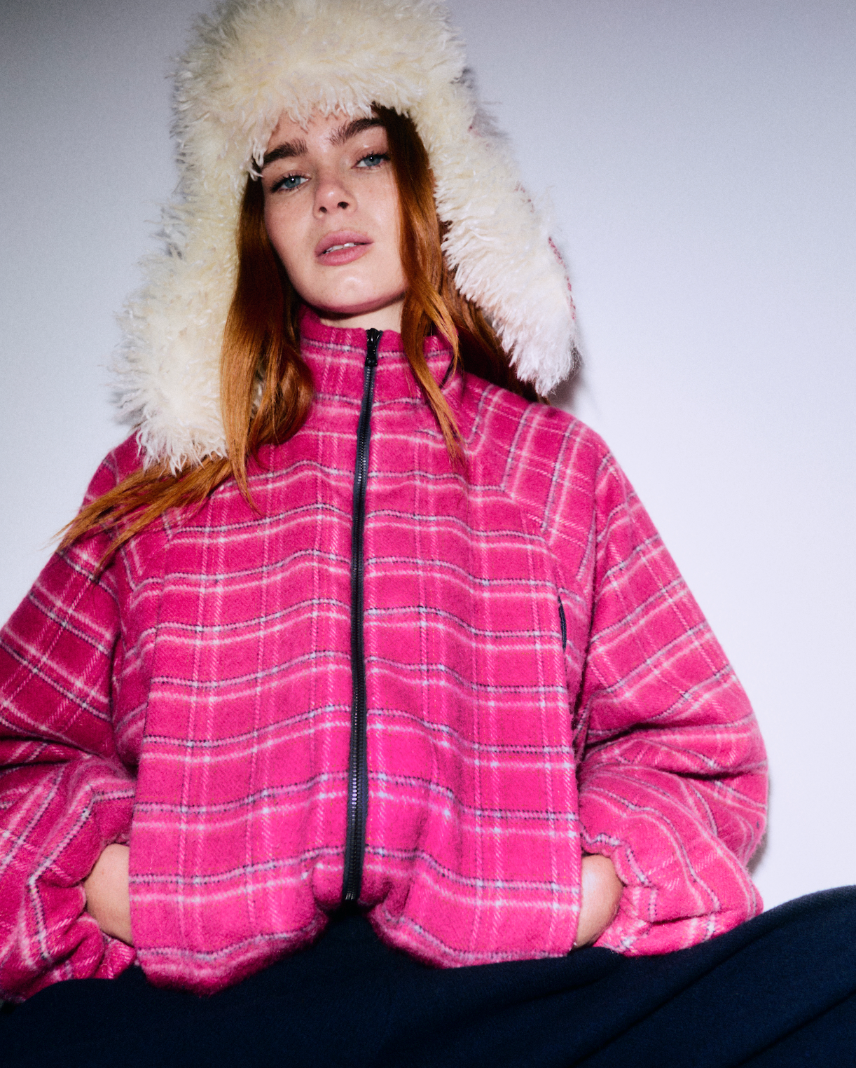 V3 1225 / Pink Check Track Jacket